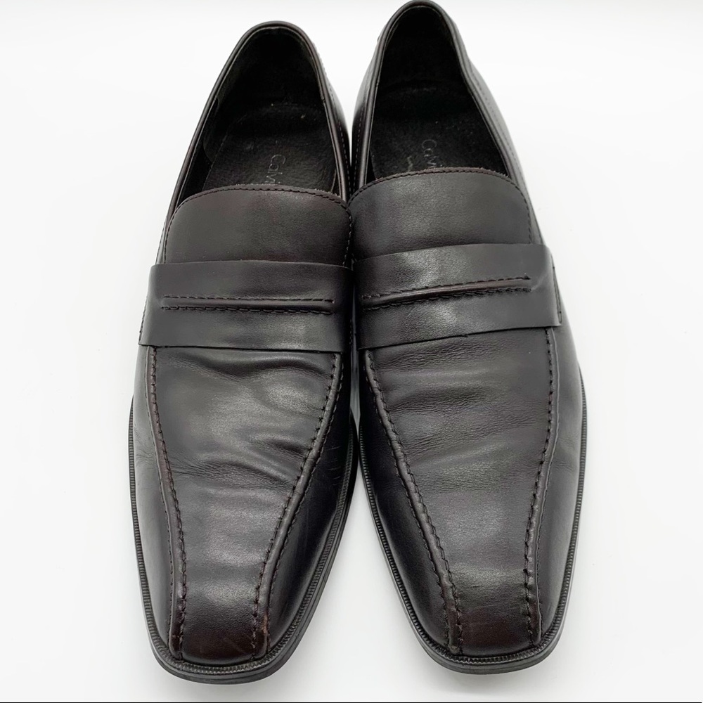 Men’s Calvin Klein Elkan Slip On Leather Loafers in Dark Brown Size 10.5M - Picture 2 of 12
